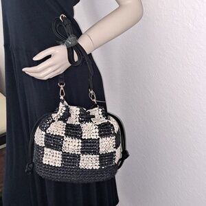 Crossbody Bag - Universal Thread Black: Knit, Unstructured, Paper & Straw